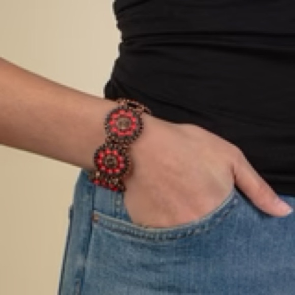 Elegant Red and Brown Beaded Bracelet